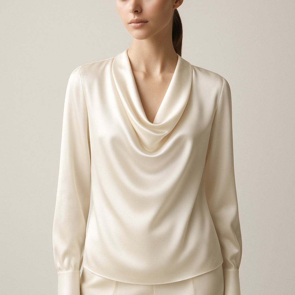 Draped Satin Blouse